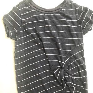 Short sleeved stripe tee with scrunch/knot detail